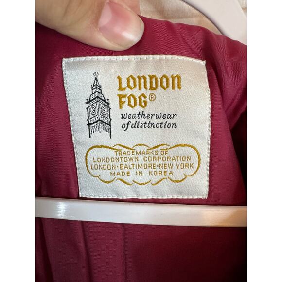 London Fog Red Full Zip & Button Up Coat With Plaid Scarf Size 6 - Picture 7 of 8